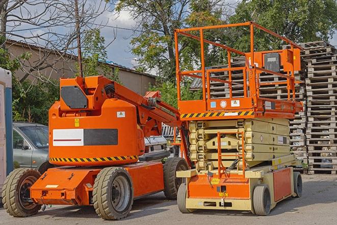 forklift in action at a well-organized warehouse in Attica